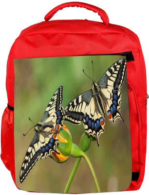 

Snoogg Eco Friendly Canvas Amazing Butterflies Designer Backpack Rucksack School Travel Unisex Casual Canvas Bag Bookbag Satchel 5 L Backpack(Red)