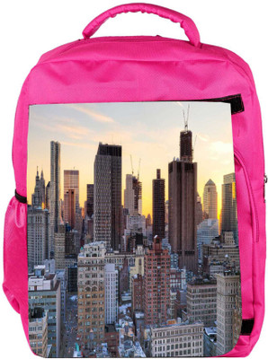 

Snoogg Eco Friendly Canvas Brown Building Designer Backpack Rucksack School Travel Unisex Casual Canvas Bag Bookbag Satchel 5 L Backpack(Pink)