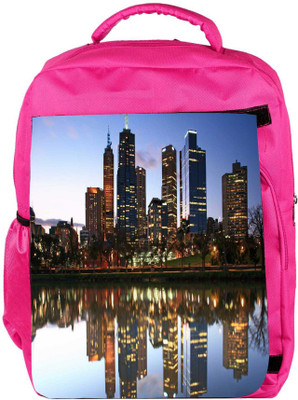 

Snoogg Eco Friendly Canvas River Side Buildings Designer Backpack Rucksack School Travel Unisex Casual Canvas Bag Bookbag Satchel 5 L Backpack(Pink)