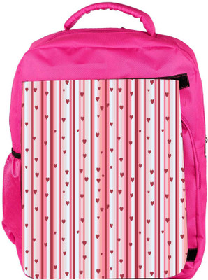

Snoogg Eco Friendly Canvas Small Hearts Red Strips Designer Backpack Rucksack School Travel Unisex Casual Canvas Bag Bookbag Satchel 5 L Backpack(Pink)