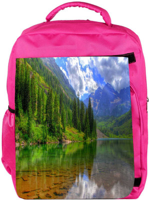

Snoogg Eco Friendly Canvas River And Christams Tree Designer Backpack Rucksack School Travel Unisex Casual Canvas Bag Bookbag Satchel 5 L Backpack(Pink)