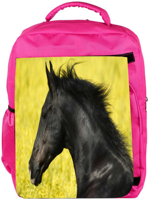 

Snoogg Eco Friendly Canvas Black Horse Designer Backpack Rucksack School Travel Unisex Casual Canvas Bag Bookbag Satchel 5 L Backpack(Pink)