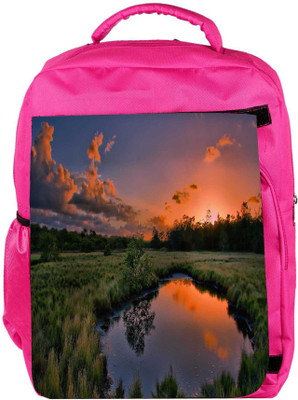 

Snoogg Eco Friendly Canvas Pond In The Garden Designer Backpack Rucksack School Travel Unisex Casual Canvas Bag Bookbag Satchel 5 L Backpack(Pink)