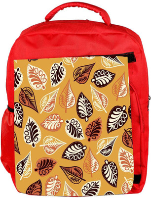 

Snoogg Eco Friendly Canvas Abstract Leaves Yellow Designer Backpack Rucksack School Travel Unisex Casual Canvas Bag Bookbag Satchel 5 L Backpack(Red)