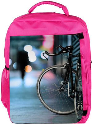 

Snoogg Eco Friendly Canvas Bicycles Digital Art Backpack Rucksack School Travel Unisex Casual Canvas Bag Bookbag Satchel 5 L Backpack(Pink)