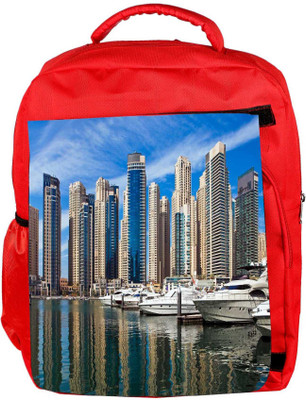 

Snoogg Eco Friendly Canvas Colorful Buildings Designer Backpack Rucksack School Travel Unisex Casual Canvas Bag Bookbag Satchel 5 L Backpack(Red)