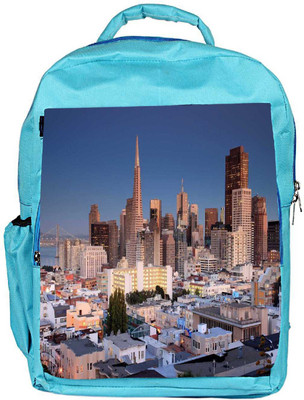 

Snoogg Eco Friendly Canvas Colorful Buildings Designer Backpack Rucksack School Travel Unisex Casual Canvas Bag Bookbag Satchel 5 L Backpack(Blue)