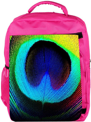 

Snoogg Eco Friendly Canvas Peacock Feather Backpack Rucksack School Travel Unisex Casual Canvas Bag Bookbag Satchel 5 L Backpack(Pink)