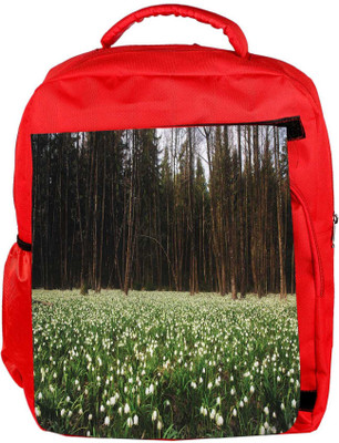 

Snoogg Eco Friendly Canvas White Flowers Designer Backpack Rucksack School Travel Unisex Casual Canvas Bag Bookbag Satchel 5 L Backpack(Red)