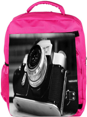 

Snoogg Eco Friendly Canvas Camera Black And White Designer Backpack Rucksack School Travel Unisex Casual Canvas Bag Bookbag Satchel 5 L Backpack(Pink)