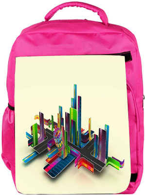 

Snoogg Eco Friendly Canvas Abstract Streets Designer Backpack Rucksack School Travel Unisex Casual Canvas Bag Bookbag Satchel 5 L Backpack(Pink)