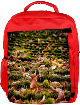 

Snoogg Eco Friendly Canvas Dried Leaves On The Ground Designer Backpack Rucksack School Travel Unisex Casual Canvas Bag Bookbag Satchel 5 L Backpack(Red)