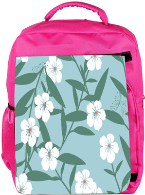 

Snoogg Eco Friendly Canvas White Flower And Green Designer Backpack Rucksack School Travel Unisex Casual Canvas Bag Bookbag Satchel 5 L Backpack(Pink)