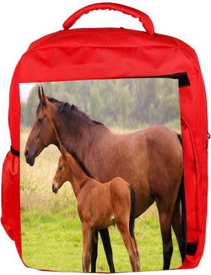 

Snoogg Eco Friendly Canvas Baby Horse Designer Backpack Rucksack School Travel Unisex Casual Canvas Bag Bookbag Satchel 5 L Backpack(Red)
