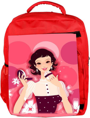 

Snoogg Eco Friendly Canvas Woman Putting On Her Make Up 2845 Backpack Rucksack School Travel Unisex Casual Canvas Bag Bookbag Satchel 5 L Backpack(Red)