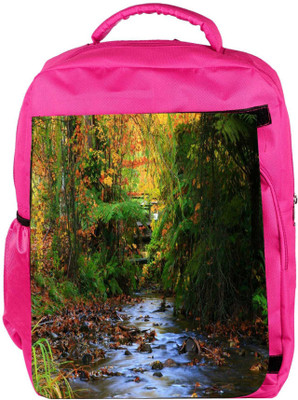 

Snoogg Eco Friendly Canvas Colordul Trees Designer Backpack Rucksack School Travel Unisex Casual Canvas Bag Bookbag Satchel 5 L Backpack(Pink)