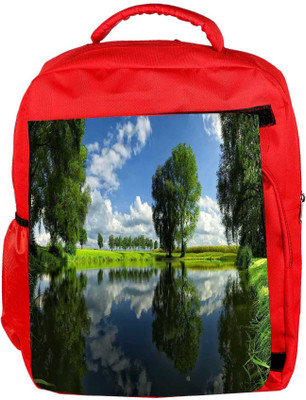 

Snoogg Eco Friendly Canvas Green Tree And Clouds Designer Backpack Rucksack School Travel Unisex Casual Canvas Bag Bookbag Satchel 5 L Backpack(Red)