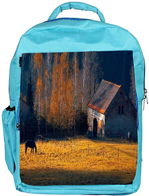 

Snoogg Eco Friendly Canvas Horse Shed Designer Backpack Rucksack School Travel Unisex Casual Canvas Bag Bookbag Satchel 5 L Backpack(Blue)