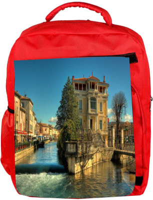 

Snoogg Eco Friendly Canvas Water And House Designer Backpack Rucksack School Travel Unisex Casual Canvas Bag Bookbag Satchel 5 L Backpack(Red)