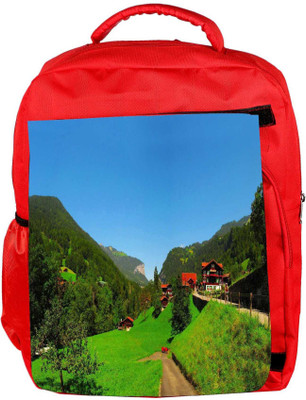 

Snoogg Eco Friendly Canvas Red Houses Designer Backpack Rucksack School Travel Unisex Casual Canvas Bag Bookbag Satchel 5 L Backpack(Red)