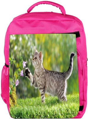 

Snoogg Eco Friendly Canvas Cat Playing Designer Backpack Rucksack School Travel Unisex Casual Canvas Bag Bookbag Satchel 5 L Backpack(Pink)