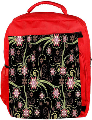 

Snoogg Eco Friendly Canvas Abstract Flowers In Black Designer Backpack Rucksack School Travel Unisex Casual Canvas Bag Bookbag Satchel 5 L Backpack(Red)