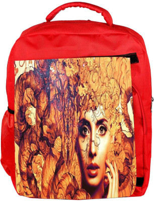 

Snoogg Eco Friendly Canvas Woman Surrounded 2732 Backpack Rucksack School Travel Unisex Casual Canvas Bag Bookbag Satchel 5 L Backpack(Red)