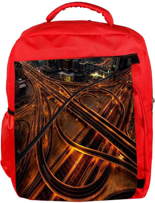 

Snoogg Eco Friendly Canvas Curve Roads Designer Backpack Rucksack School Travel Unisex Casual Canvas Bag Bookbag Satchel 5 L Backpack(Red)