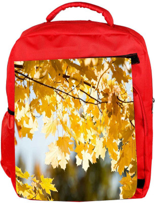 

Snoogg Eco Friendly Canvas Orange Leaves Designer Backpack Rucksack School Travel Unisex Casual Canvas Bag Bookbag Satchel 5 L Backpack(Red)