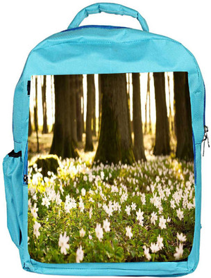 

Snoogg Eco Friendly Canvas Small White Flowers Designer Backpack Rucksack School Travel Unisex Casual Canvas Bag Bookbag Satchel 5 L Backpack(Blue)