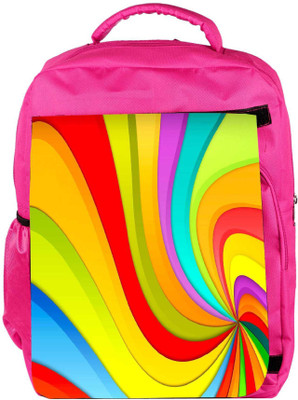 

Snoogg Eco Friendly Canvas Abstract Rainbow Design Designer Backpack Rucksack School Travel Unisex Casual Canvas Bag Bookbag Satchel 5 L Backpack(Pink)