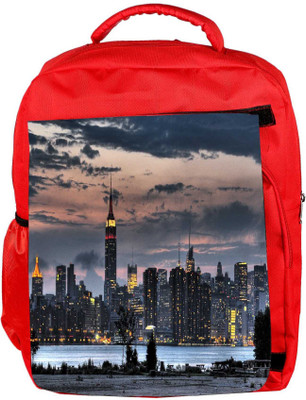 

Snoogg Eco Friendly Canvas Empire State Designer Backpack Rucksack School Travel Unisex Casual Canvas Bag Bookbag Satchel 5 L Backpack(Red)