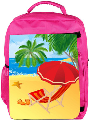 

Snoogg Eco Friendly Canvas Tropical Beach Vector Backpack Rucksack School Travel Unisex Casual Canvas Bag Bookbag Satchel 5 L Backpack(Pink)