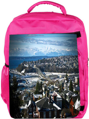 

Snoogg Eco Friendly Canvas Snow On The Roof Designer Backpack Rucksack School Travel Unisex Casual Canvas Bag Bookbag Satchel 5 L Backpack(Pink)