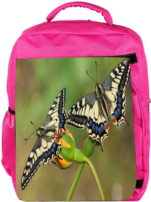 

Snoogg Eco Friendly Canvas Amazing Butterflies Designer Backpack Rucksack School Travel Unisex Casual Canvas Bag Bookbag Satchel 5 L Backpack(Pink)