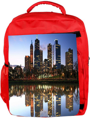 

Snoogg Eco Friendly Canvas River Side Buildings Designer Backpack Rucksack School Travel Unisex Casual Canvas Bag Bookbag Satchel 5 L Backpack(Red)