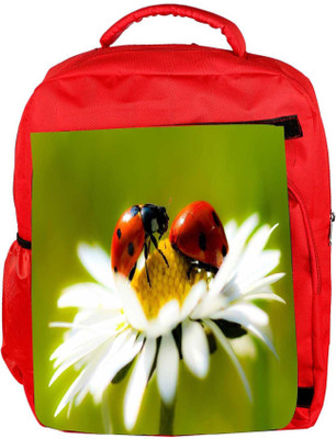 

Snoogg Eco Friendly Canvas Beatel And Water Drops Designer Backpack Rucksack School Travel Unisex Casual Canvas Bag Bookbag Satchel 5 L Backpack(Red)