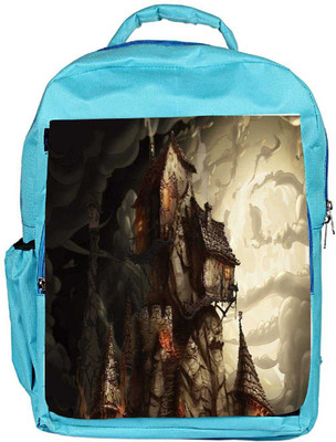 

Snoogg Eco Friendly Canvas Haunted Mansion 2691 Backpack Rucksack School Travel Unisex Casual Canvas Bag Bookbag Satchel 5 L Backpack(Blue)