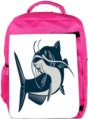 

Snoogg Eco Friendly Canvas Catfish Jumping Backpack Rucksack School Travel Unisex Casual Canvas Bag Bookbag Satchel 5 L Backpack(Pink)