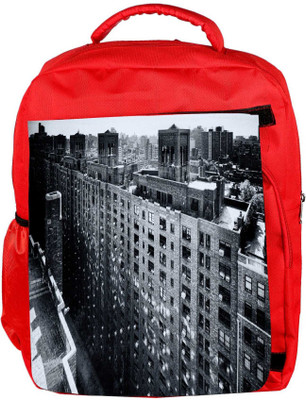 

Snoogg Eco Friendly Canvas Manhattan New York City Designer Backpack Rucksack School Travel Unisex Casual Canvas Bag Bookbag Satchel 5 L Backpack(Red)