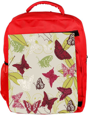 

Snoogg Eco Friendly Canvas Red Butterflies Designer Backpack Rucksack School Travel Unisex Casual Canvas Bag Bookbag Satchel 5 L Backpack(Red)