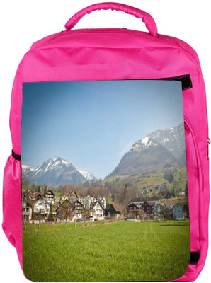 

Snoogg Eco Friendly Canvas Garden Along The City Designer Backpack Rucksack School Travel Unisex Casual Canvas Bag Bookbag Satchel 5 L Backpack(Pink)