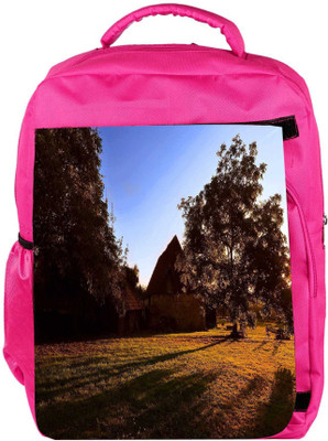 

Snoogg Eco Friendly Canvas House And Tree Designer Backpack Rucksack School Travel Unisex Casual Canvas Bag Bookbag Satchel 5 L Backpack(Pink)