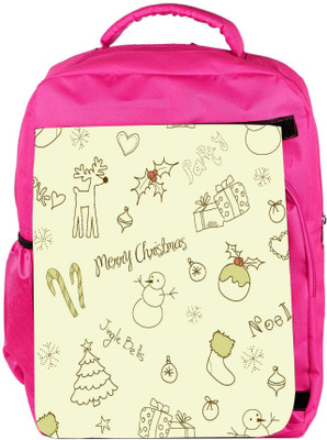 

Snoogg Eco Friendly Canvas Merry Christmas Green Pattern Designer Backpack Rucksack School Travel Unisex Casual Canvas Bag Bookbag Satchel 5 L Backpack(Pink)