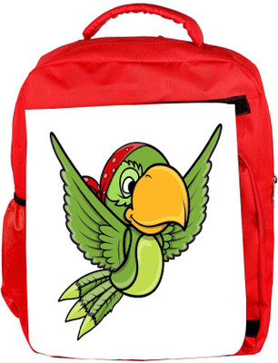 

Snoogg Eco Friendly Canvas Flying Parrot Vector Cartoon Illustration Backpack Rucksack School Travel Unisex Casual Canvas Bag Bookbag Satchel 5 L Backpack(Red)