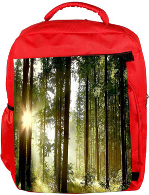 

Snoogg Eco Friendly Canvas Sunlight Forest Designer Backpack Rucksack School Travel Unisex Casual Canvas Bag Bookbag Satchel 5 L Backpack(Red)