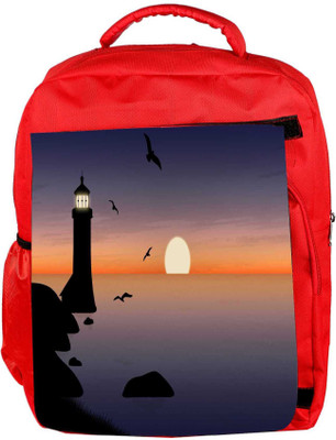 

Snoogg Eco Friendly Canvas Light House Designer Backpack Rucksack School Travel Unisex Casual Canvas Bag Bookbag Satchel 5 L Backpack(Red)