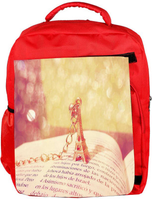 Snoogg Eco Friendly Canvas Cute Eiffel Tower Designer Backpack Rucksack School Travel Unisex Casual Canvas Bag Bookbag Satchel 5 L Backpack(Red)