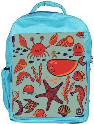 

Snoogg Eco Friendly Canvas Fish World Grey Pattern Designer Backpack Rucksack School Travel Unisex Casual Canvas Bag Bookbag Satchel 5 L Backpack(Blue)