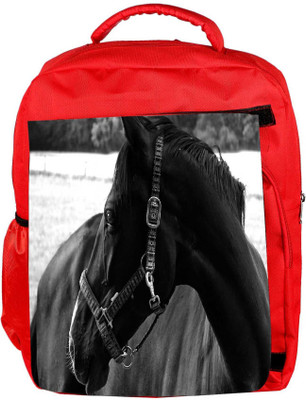 

Snoogg Eco Friendly Canvas Black Horse Designer Backpack Rucksack School Travel Unisex Casual Canvas Bag Bookbag Satchel 5 L Backpack(Red)